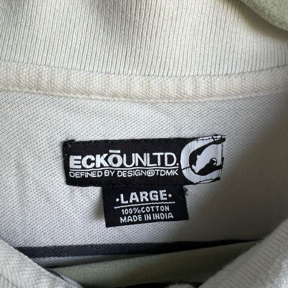 Echo Unlimited STRIPED SHORT SLEEVE POLO SHIRT size Large - Picture 5 of 6